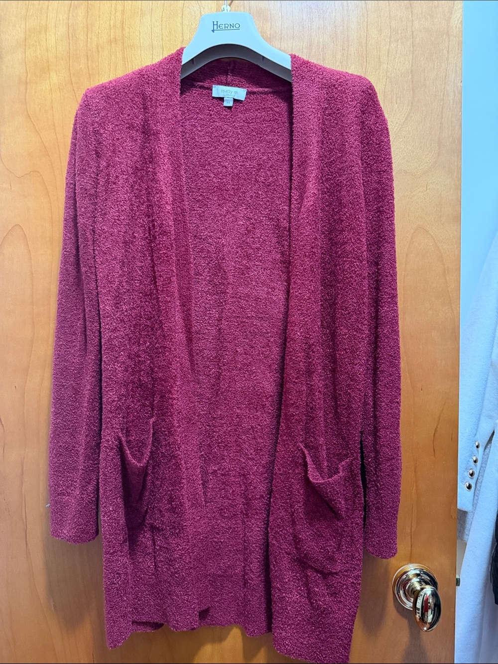 Matty M Plush Open Cardigan - Burgundy